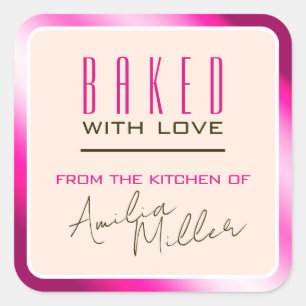 Hellrosa Ombre Farbe glänzend Backen Luxus Quadratischer Aufkleber
