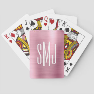 Hellrosa Ombre-Folie-Dreibuchstaben-Monogramm Spielkarten