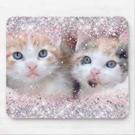Hellrosa Ombre Silver Glitzer Border Foto Mousepad