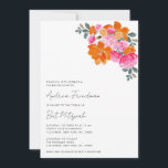 Hellrosa Orange Floral Vibranah Bat Mitzvah Einladung<br><div class="desc">Feiern Sie Bar Mitzvah mit dieser modernen,  eleganten Einladung,  die mit rosa orangefarbenem Blumenmuster und Ihrem eigenen Text besticht. Fügen Sie einfach Ihre eigenen Daten hinzu,  indem Sie auf die Option "Personalisieren" klicken.</div>