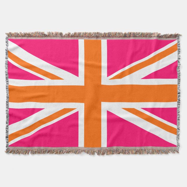 Hellrosa Orange und White Union Jack Decke (Vorderseite)