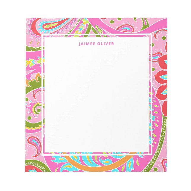 Hellrosa Paisley Personalisierter Notepad Notizblock (Vorderseite)