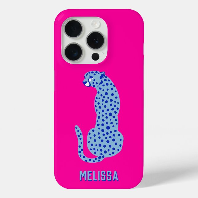 Hellrosa Personalisiert Moderne Geparden Case-Mate iPhone Hülle (Rückseite)