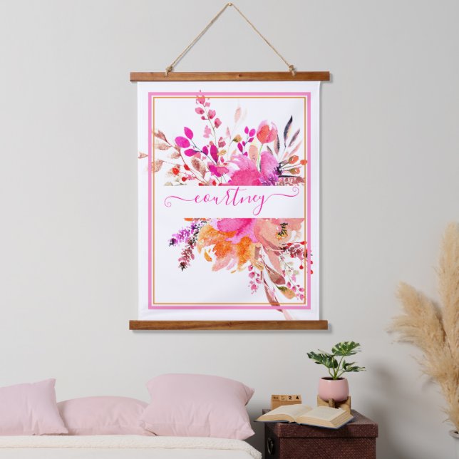 Hellrosa personalisiert wandteppich mit holzrahmen (Schlafzimmer)