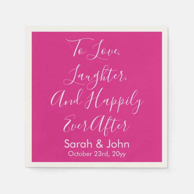 Hellrosa Personalisierte Script-Hochzeitsempfehlun Serviette (Vorderseite)