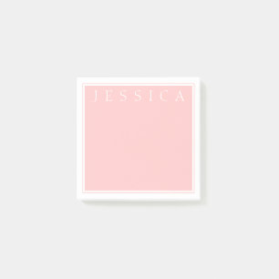 Hellrosa Pink Ihr Name in Weiß Post-it Klebezettel
