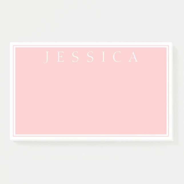 Hellrosa Pink | Ihr Name Post-it Klebezettel (Vorderseite)