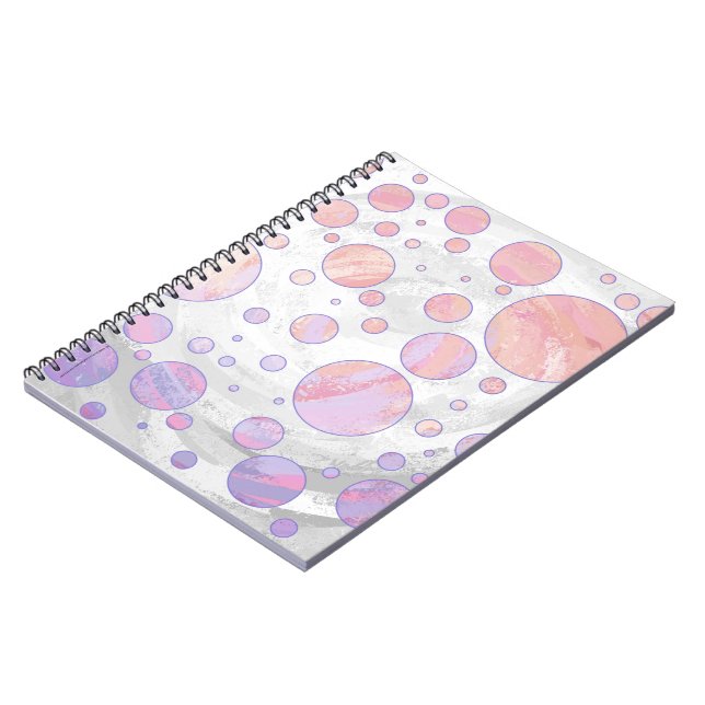 Hellrosa Polka Dot Muster Notizblock (Linke Seite)