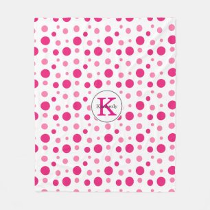 Hellrosa Polka Dots Individuelle Name und Monogram Fleecedecke