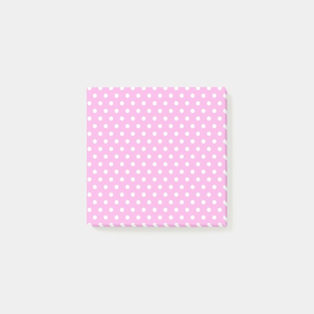 Hellrosa Polka Dots Nachhinweise Post-it Klebezettel (Vorderseite)