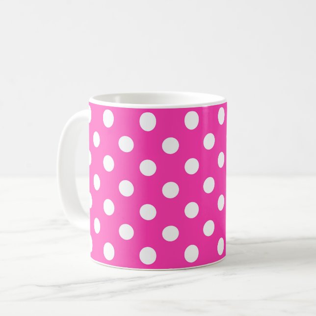 hellrosa Punkte-Muster Kaffeetasse (Vorderseite Links)