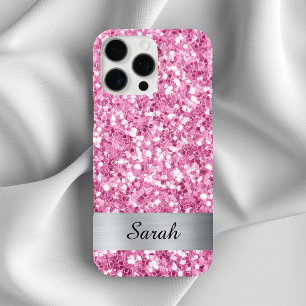 Hellrosa Quadrat Glitter Schimmer Streifen Folie iPhone 16 Pro Max Hülle