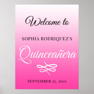 Hellrosa Quinceañera 15. Geburtstag Willkommen Poster
