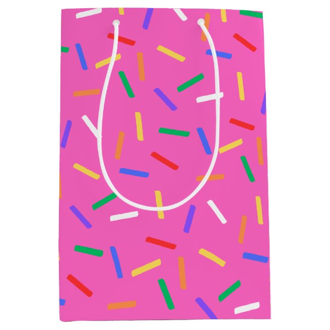 Hellrosa Regenbogensprinklen Danke, dass ihr eine  Mittlere Geschenktüte (Vorderseite)