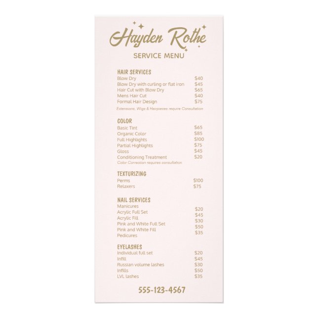 Hellrosa Retro-Kalligraphie und Sterne Werbekarte (Vorne)