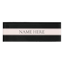 Hellrosa Rosa Streifen und eleganter bearbeitbarer Namenschild