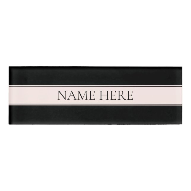 Hellrosa Rosa Streifen und eleganter bearbeitbarer Namenschild (Vorderseite)