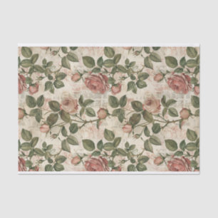 Hellrosa Rose auf Abstraktem Newsprint-Muster Seidenpapier