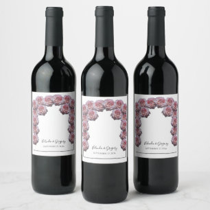 Hellrosa Rose Hochzeit Weinetikett