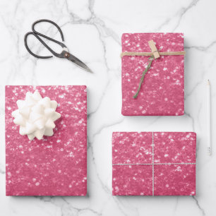 Hellrosa Rose Imitate Glitzern Glitzer Geschenkpapier Set