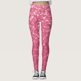 Hellrosa Rose Imitate Glitzern Glitzer Leggings