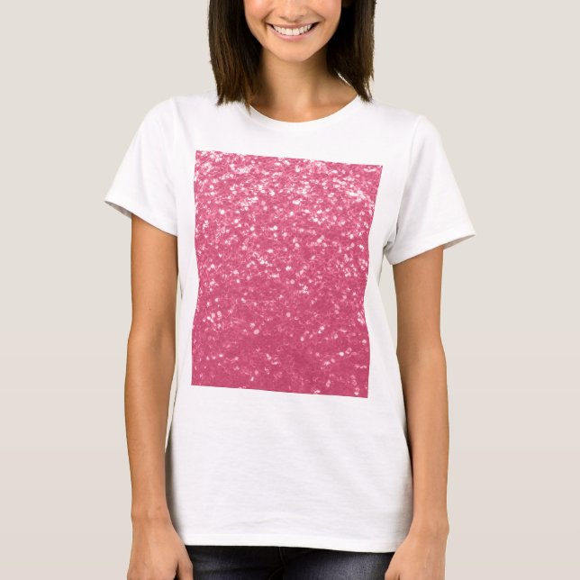 Hellrosa Rose Imitate Glitzern Glitzer T-Shirt (Vorderseite)