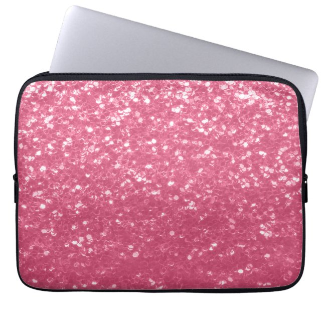 Hellrosa Rosen-Imitat-Sparkles Glitter Laptopschutzhülle (Vorderseite)