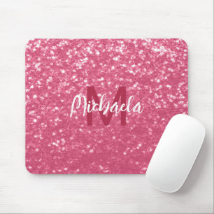 Hellrosa Rosen-Imitat-Sparkles-Glitter-Monogramm Mousepad