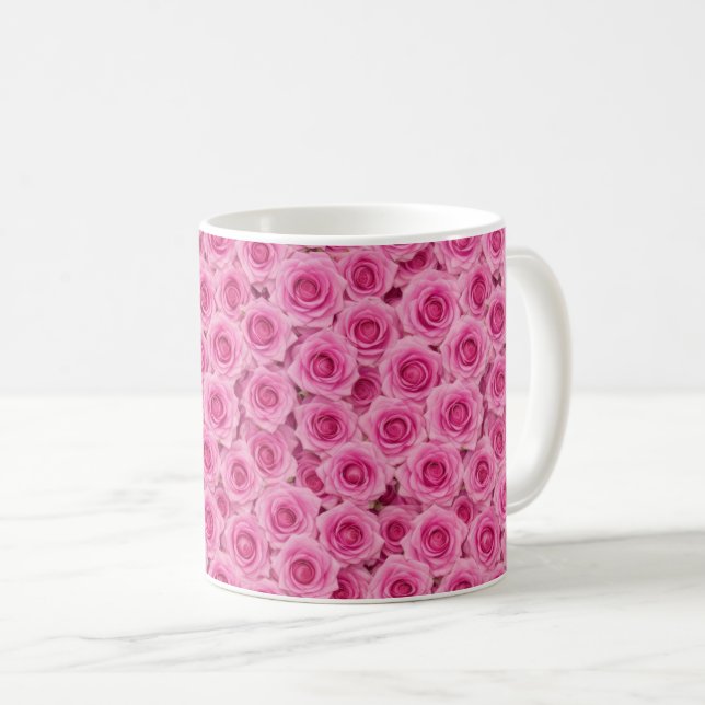Hellrosa Rosen Kaffeetasse (VorderseiteRechts)