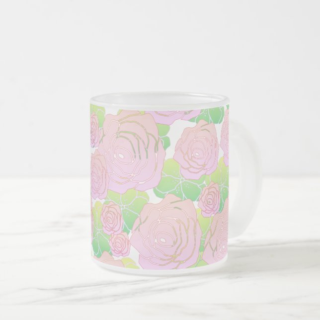 Hellrosa Rosen Mattglastasse (VorderseiteRechts)
