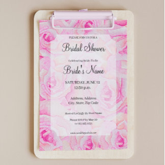 Hellrosa Roses Bridal Dusche Einladung