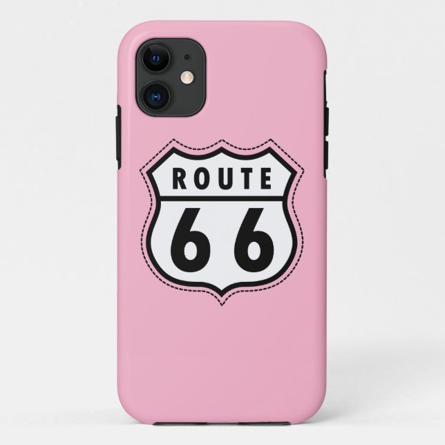Hellrosa Route 66 Straßenschild Case-Mate iPhone Hülle (Rückseite)
