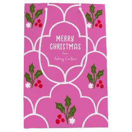 Hellrosa Scallop Tile Weihnachtsvorstellungen Mittlere Geschenktüte