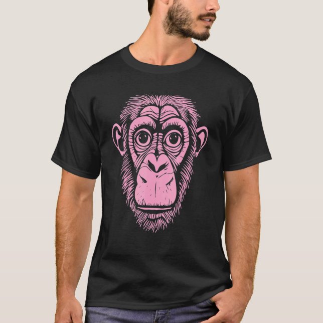 Hellrosa Schimpansenreifen Nicht Affe Niedlicher S T-Shirt (Vorderseite)