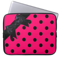Hellrosa schwarzer Polka-Dot-Laptop-Ärmel