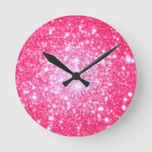 Hellrosa Stars Runde Wanduhr