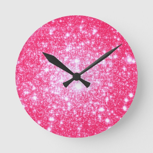 Hellrosa Stars Runde Wanduhr (Vorderseite)