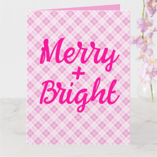 Hellrosa Tartan Weihnachtsfeiertage Merry Bright Karte