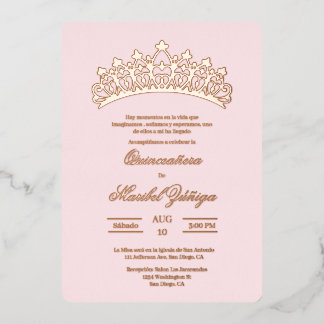 Hellrosa Thema Quinceanera Folieneinladung