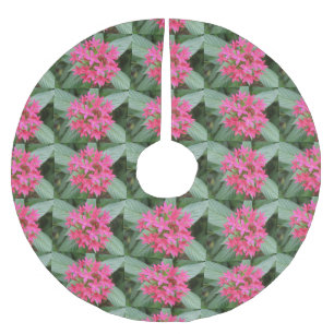 Hellrosa tropische Blume Baumrock Polyester Weihnachtsbaumdecke