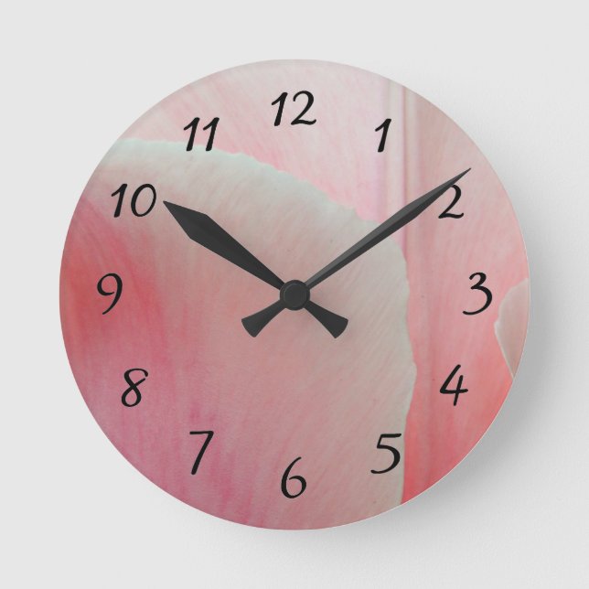 Hellrosa Tulpe Runde Wanduhr (Vorderseite)