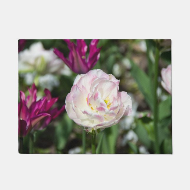 Hellrosa Tulpen an einem sonnigen Tag Fußmatte (Vorderseite)