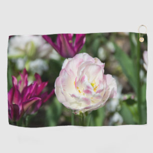 Hellrosa Tulpen an einem sonnigen Tag Golfhandtuch