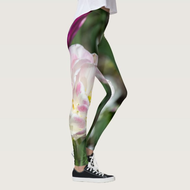 Hellrosa Tulpen an einem sonnigen Tag Leggings (Rechts)