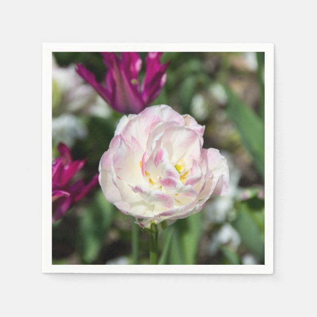 Hellrosa Tulpen an einem sonnigen Tag Serviette (Vorderseite)