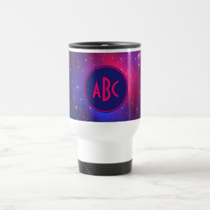 Hellrosa und blaue Galaxie-Cluster Monogram Reisebecher