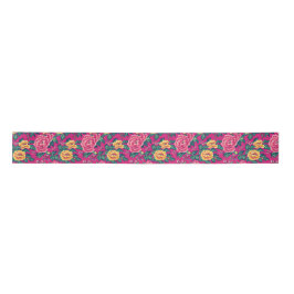 Hellrosa und gelbe Chinoiserie Blumen Satinband