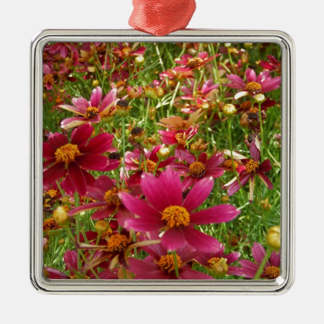Hellrosa und gelbe Daisy-Blume Ornament Aus Metall (Vorne)