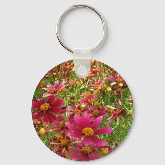 Hellrosa und gelbe Daisy-Blume Schlüsselanhänger (Vorderseite)