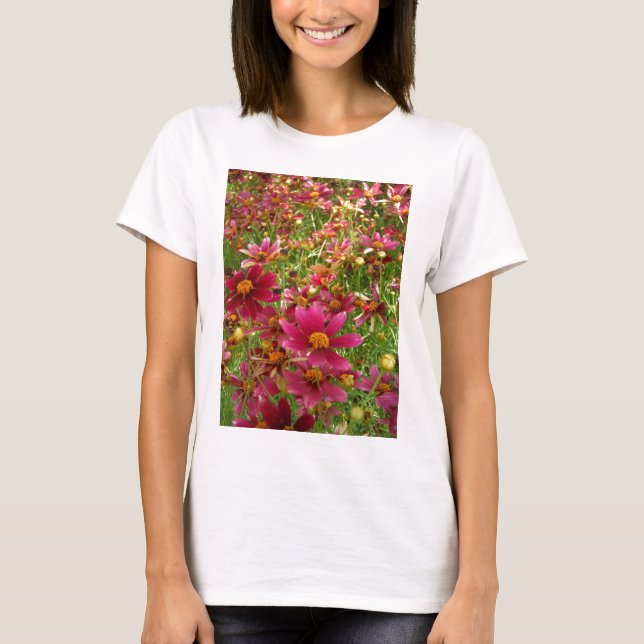 Hellrosa und gelbe Daisy-Blume T-Shirt (Vorderseite)